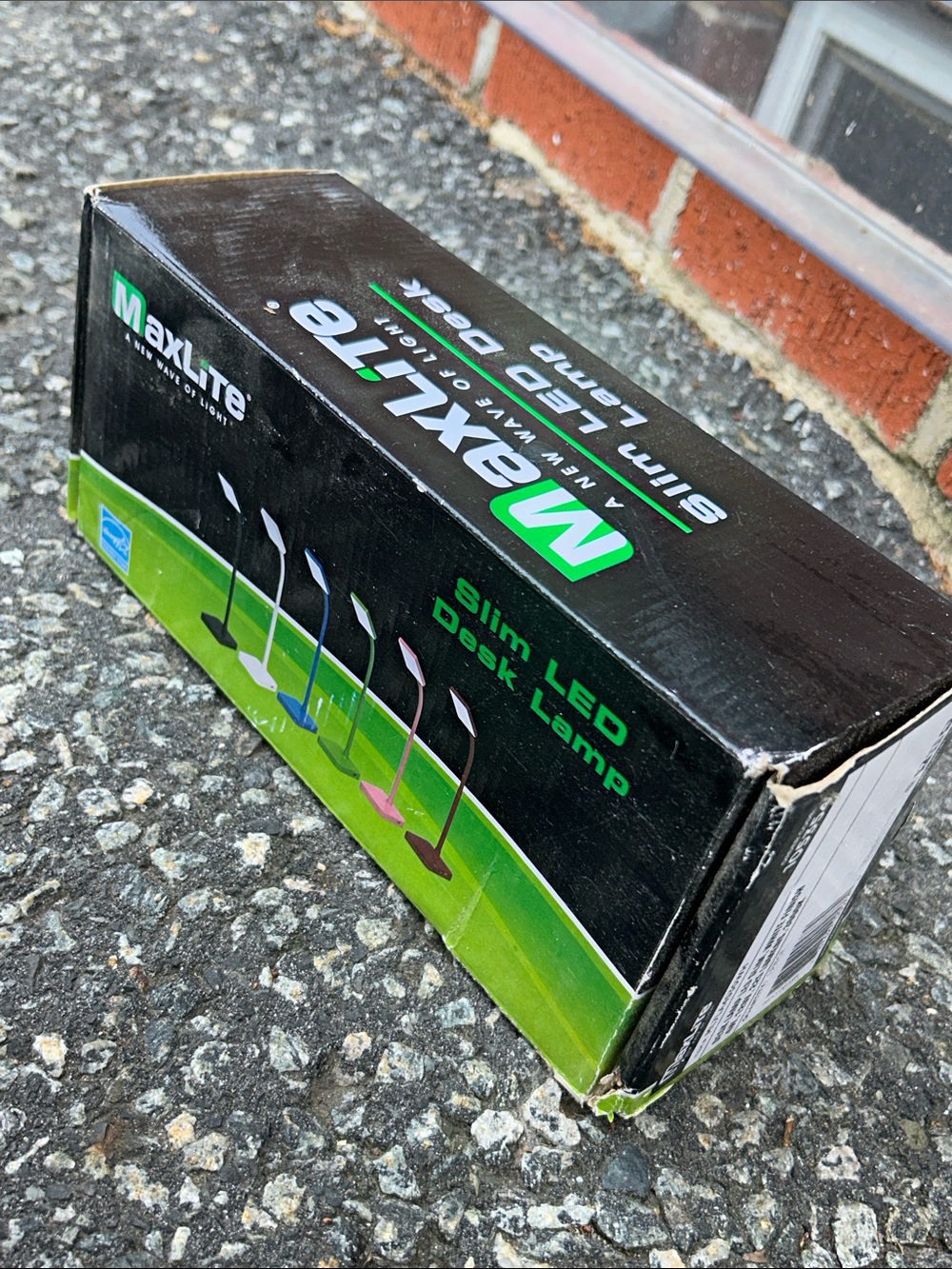 MaxLite Slim White LED Desk Lamp - Black/Green Box NWT